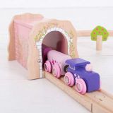 Dřevěné hračky Bigjigs Rail Růžový železniční tunel
