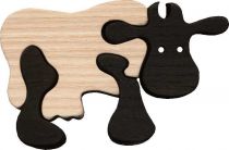 Dřevěné hračky Fauna Dřevěné vkládací puzzle z masivu kráva černá