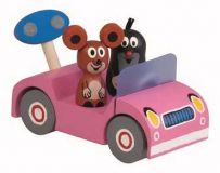 Dřevěné hračky Detoa Dřevěné auto růžové - Krtek na výletě