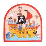 Dřevěné hračky Bigjigs Toys Dřevěné vícevrstvé puzzle Pirátská loď