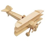 Dřevěné hračky Woodcraft Dřevěné 3D puzzle trojplošník P074 Woodcraft construction kit