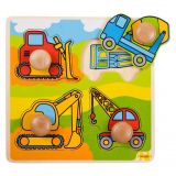 Dřevěné hračky Bigjigs Toys Vkládací puzzle stavební stroje