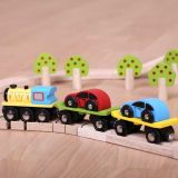 Dřevěné hračky Bigjigs Rail Nákladní vlak s auty a kolejemi