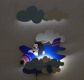 Dřevěné hračky DoDo Dětská LED lampička krtek v letadle