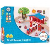 Dřevěné hračky Bigjigs Rail Dřevěná vláčkodráha hasičská stanice