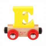 Dřevěné hračky Bigjigs Rail Vagónek dřevěné vláčkodráhy - Písmeno E
