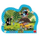 Dřevěné hračky Dino Puzzle Krtek se žlutým autem