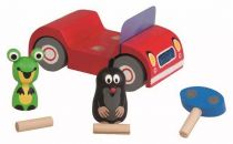 Dřevěné hračky Detoa Dřevěné auto červené - Krtek na výletě