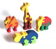 Dřevěné hračky Fauna Dřevěné vkládací puzzle z masivu sada Zoo 4 ks