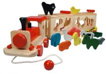 Dřevěné hračky Bino Dřevěný vlak se zvířátky zoo