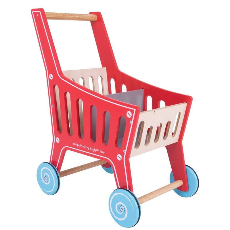 Dřevěné hračky Bigjigs Toys Dřevěný nákupní vozík Supermarket
