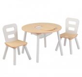 KidKraft Set stůl a 2 židle přírodní a bílá