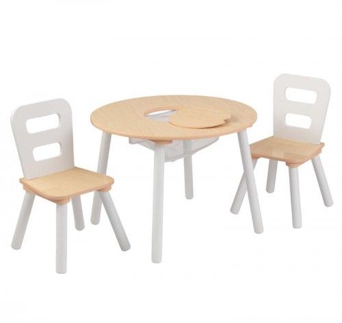 Dřevěné hračky KidKraft Set stůl a 2 židle přírodní a bílá