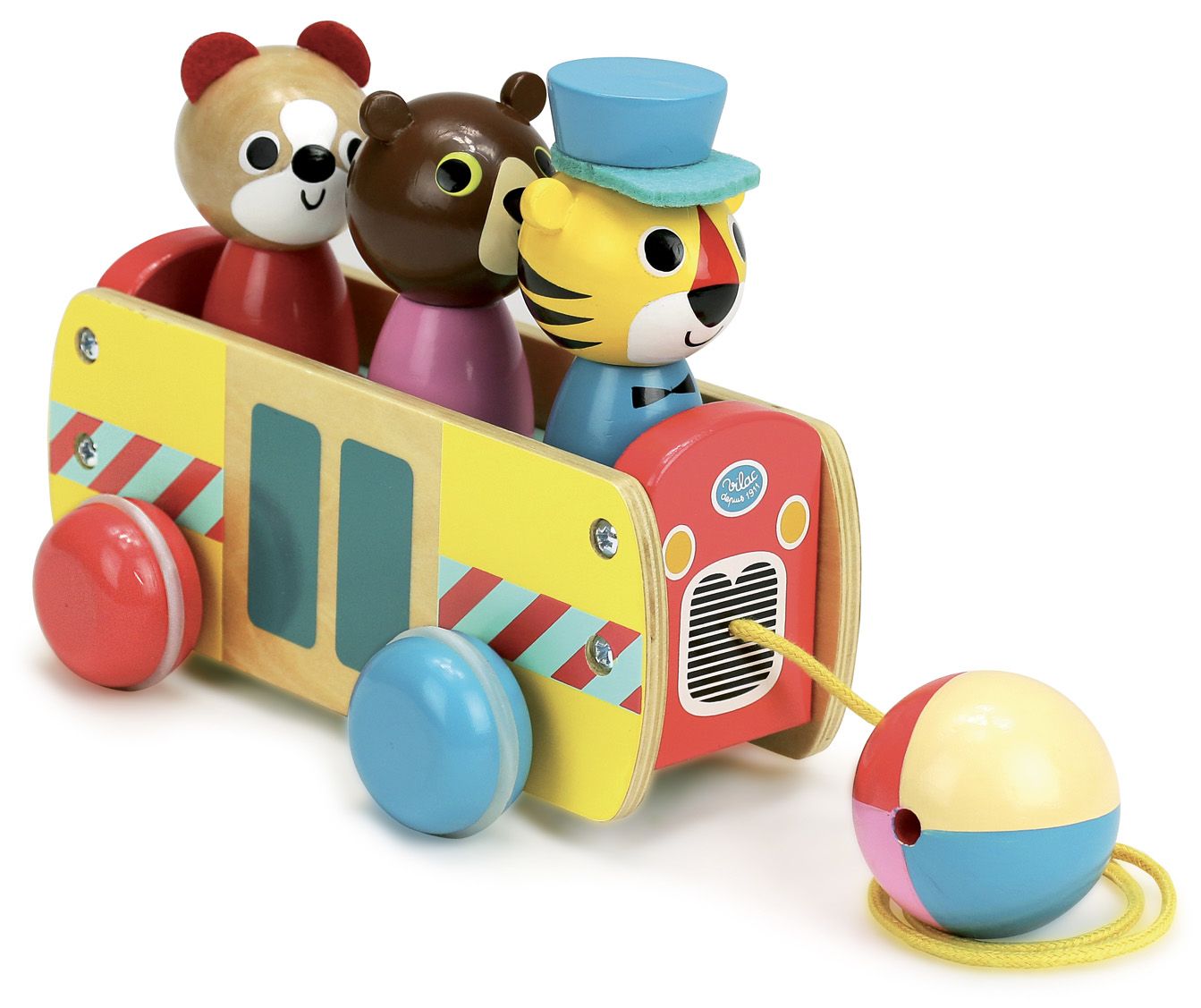 Dřevěné hračky Vilac Tahací autobus se zvířátky