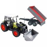 Dřevěné hračky Bruder Traktor CLAAS Nectis 267F s nakladačem a přívěsem