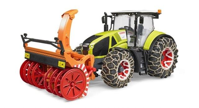 Dřevěné hračky Bruder Traktor Class Axion 950 se sněhovou frézou