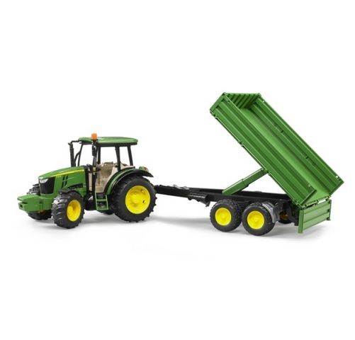 Dřevěné hračky Bruder Traktor John Deere s valníkem