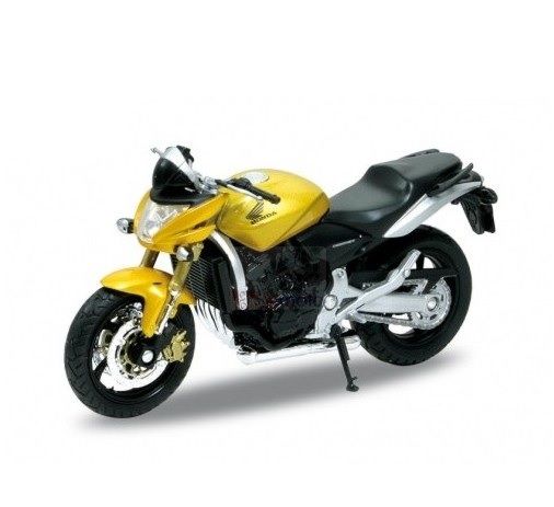 Dřevěné hračky Welly Motocykl Honda Hornet 1:18 žlutý