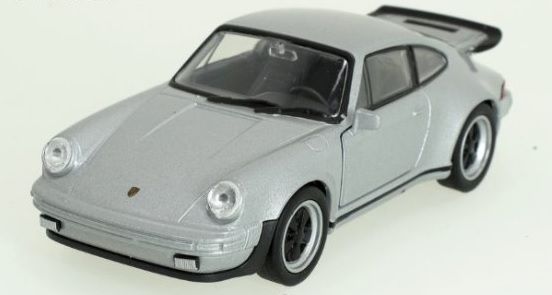 Dřevěné hračky Welly - Porsche 911 Turbo model 1:34 stříbrné
