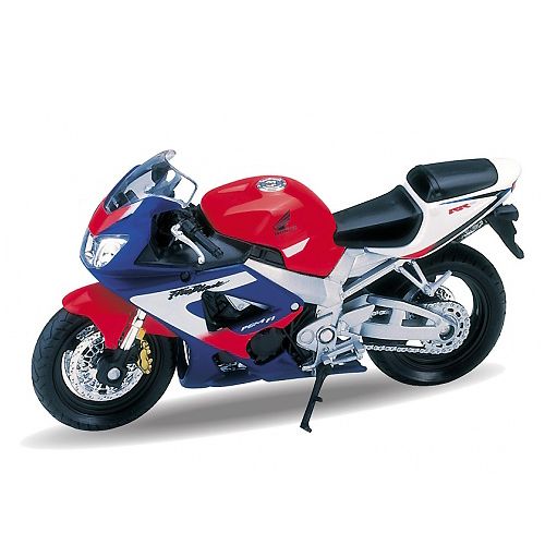 Dřevěné hračky Welly Motocykl Honda CBR900RR Fireblade 1:18 modročervená