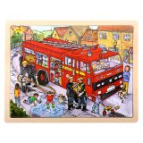 Dřevěné hračky Bigjigs Toys Dřevěné puzzle hasiči 24 dílků