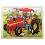 Dřevěné hračky Bigjigs Toys Dřevěné puzzle traktor 24 dílků