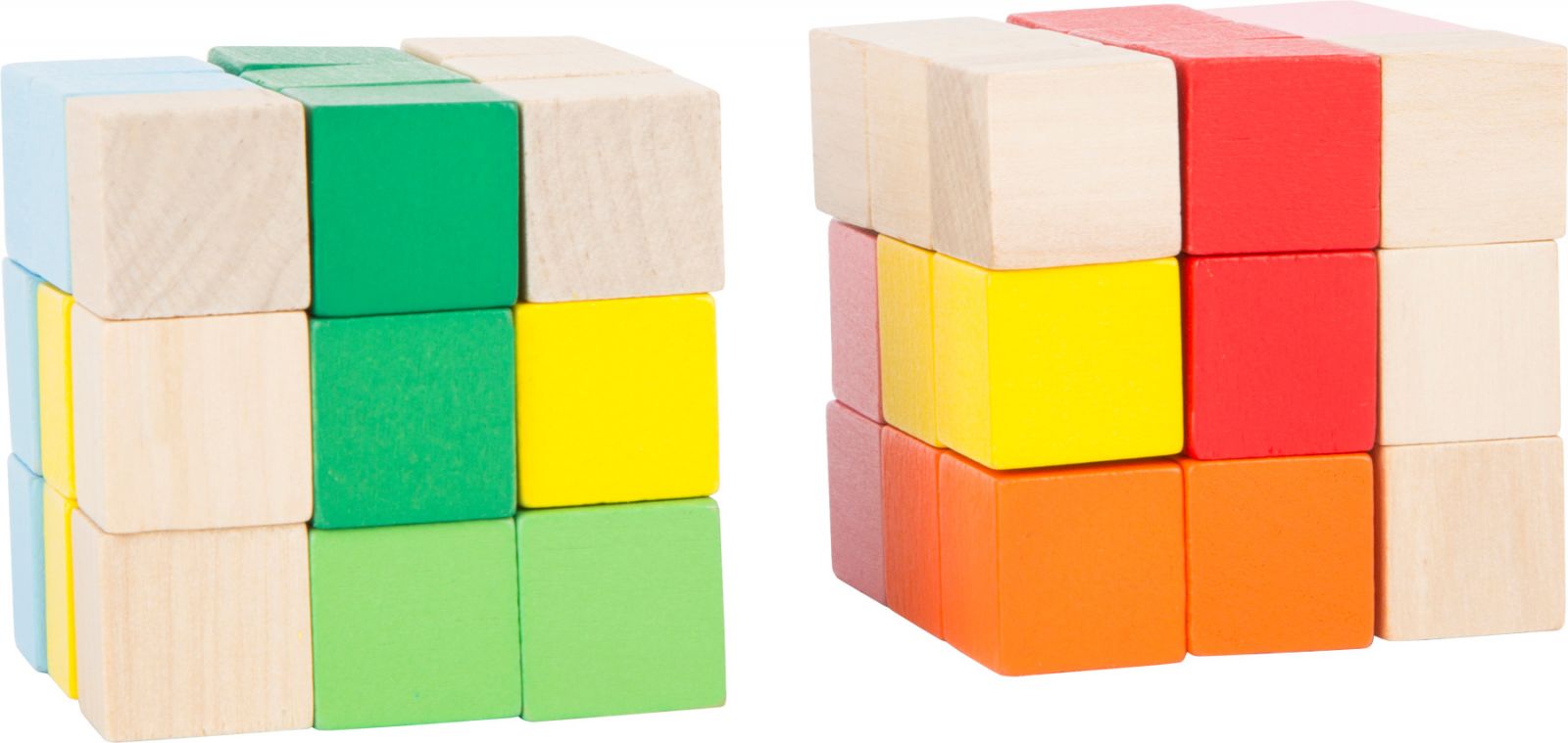 Dřevěné hračky Displej - Dřevěná barevná skládací kostka 1 ks červená small foot