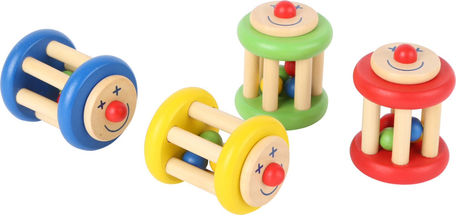 Dřevěné hračky Displej- Dřevěné chrastítko - Klaun 1 ks červená Small foot by Legler